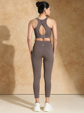 High Impact Action Bra With Clasp & Luna Sculpt Leggings Mocha Muse