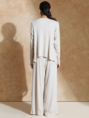 TraqSoft Rib Long Sleeve Tee & Pleated Pants Oat