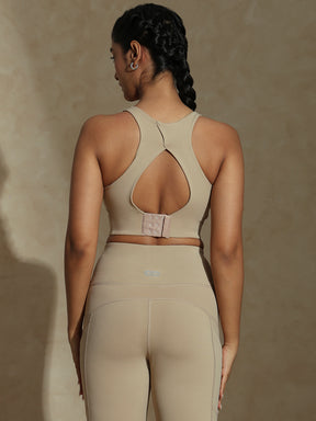 Shop-High Impact Action Bra With Clasp Almond Beige