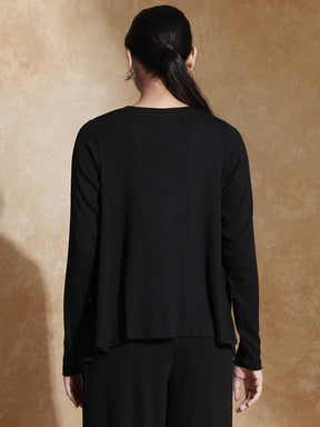 TraqSoft Rib Long Sleeve Tee Black