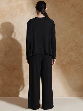 TraqSoft Rib Long Sleeve Tee & Pleated Pants Black