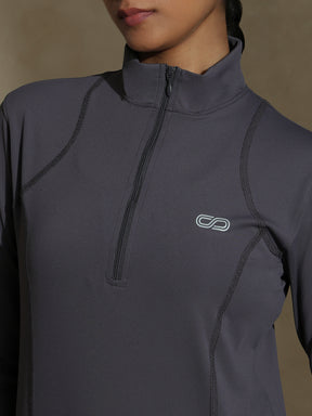 Shop-Women's Ath Runner Zip Neck Slate Grey
