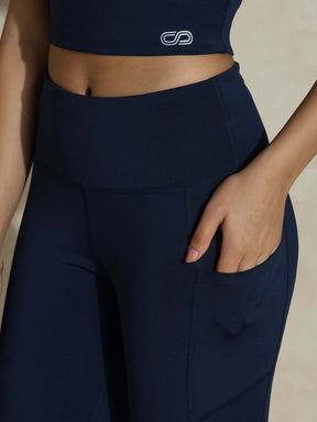 Shop-Navy Keyhole Back Crop Top with Clasp & Aura Leggings