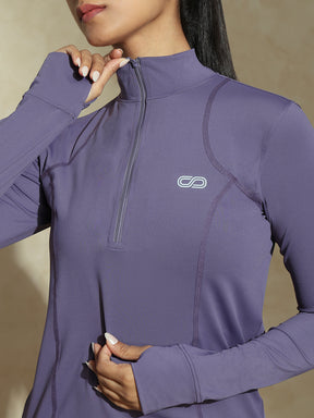 Shop-Women's Ath Runner Zip Neck Purple Cadet