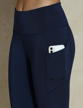 Shop-Navy Keyhole Back Crop Top with Clasp & Aura Leggings