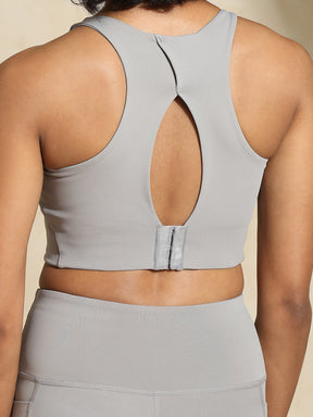 High Impact Action Bra With Clasp Cloud Grey