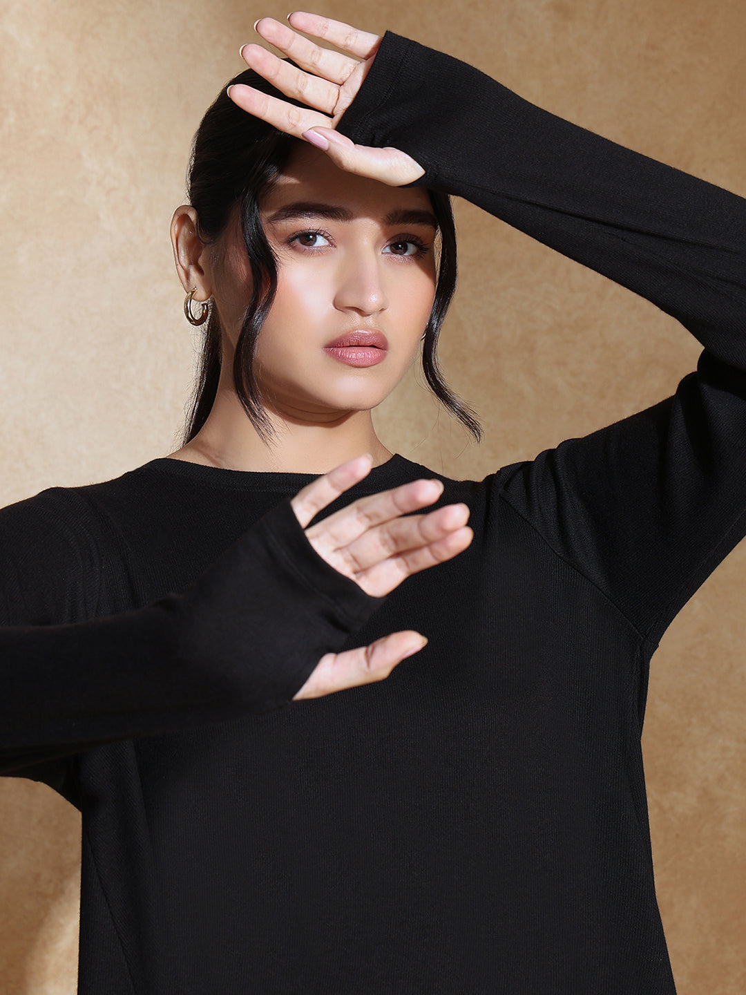 TraqSoft Rib Long Sleeve Tee Black