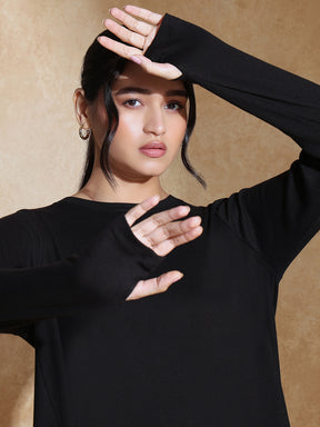 TraqSoft Rib Long Sleeve Tee Black