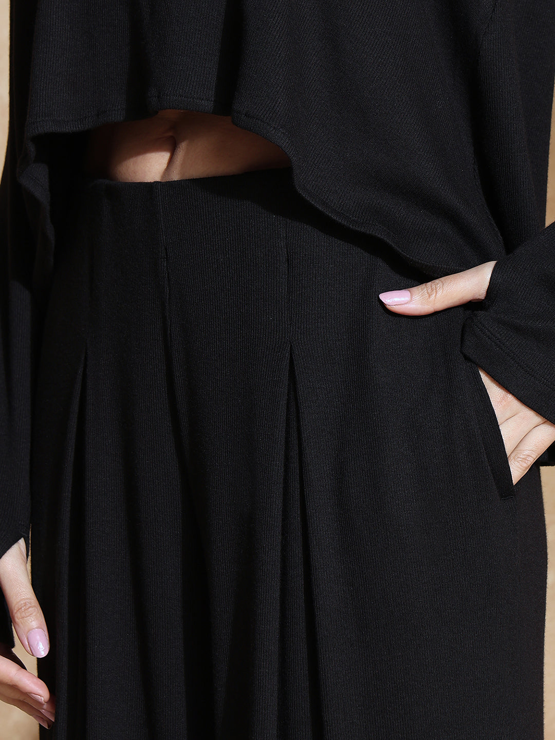 TraqSoft Rib Long Sleeve Tee Black