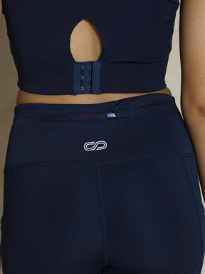 Shop-Navy Keyhole Back Crop Top with Clasp & Aura Leggings