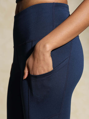 Navy Keyhole Back Crop Top with Clasp & Aura Leggings