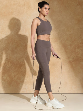 High Impact Action Bra With Clasp & Luna Sculpt Leggings Mocha Muse