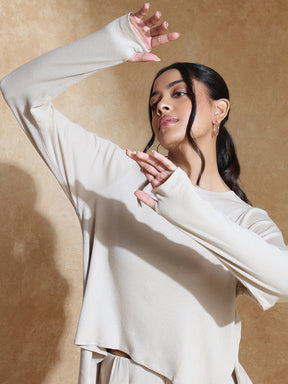 TraqSoft Rib Long Sleeve Tee Oat