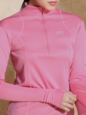 Shop-Women's Ath Runner Zip Neck Coral Pink