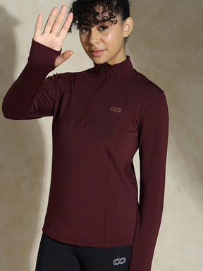 Women's Ath Runner Zip Neck Plum