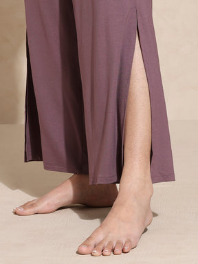 Zen Tee & Lounge Pants with Slit Mulberry