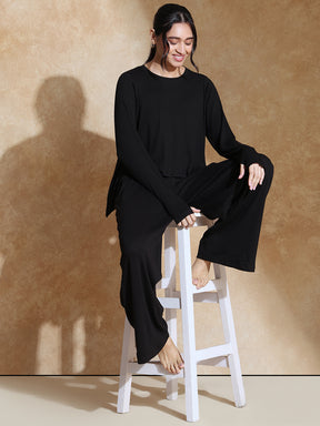 TraqSoft Rib Long Sleeve Tee Black