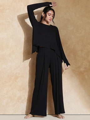 TraqSoft Rib Pleated Pants Black