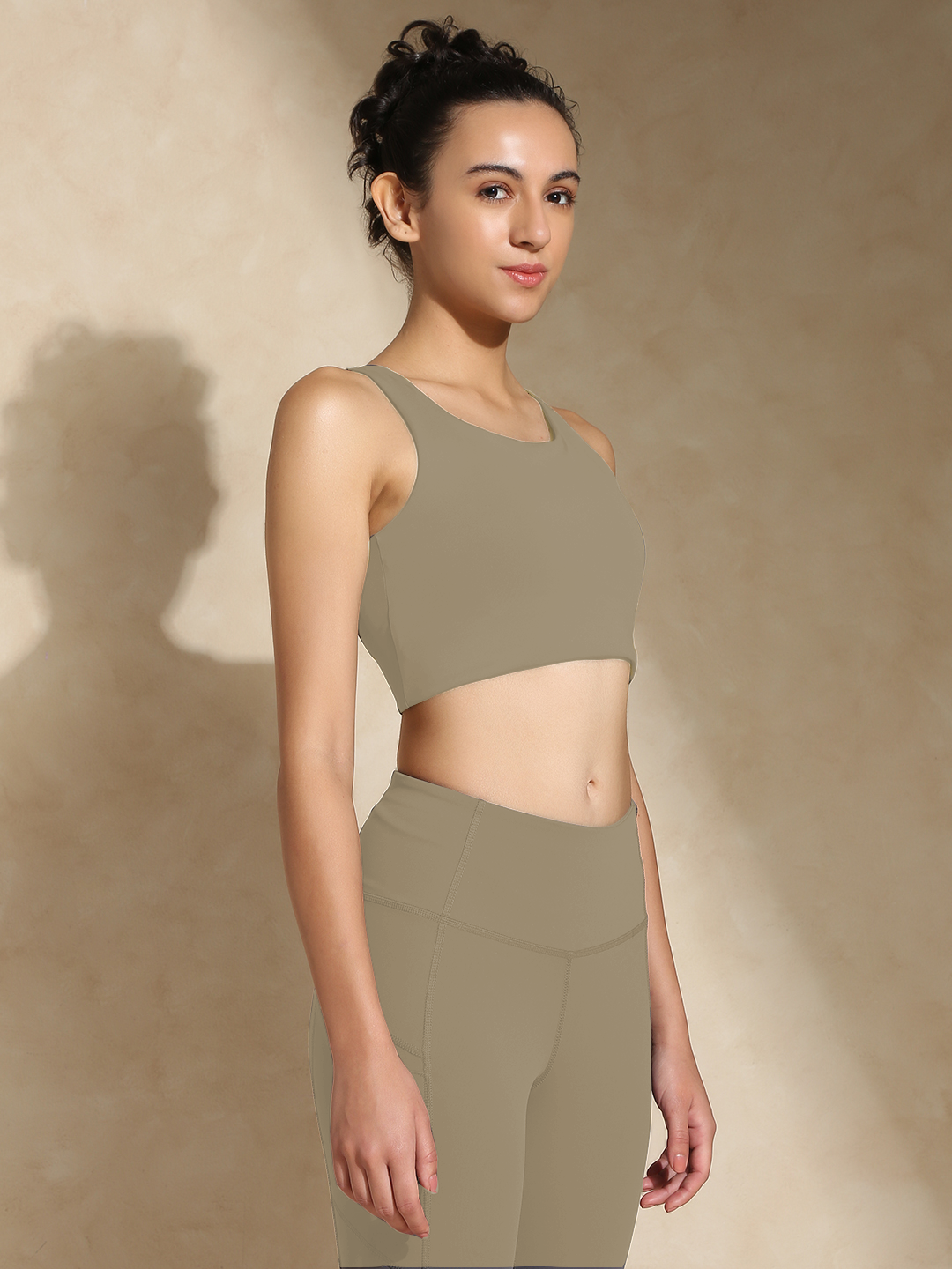 High Impact Action Bra With Clasp Almond Beige