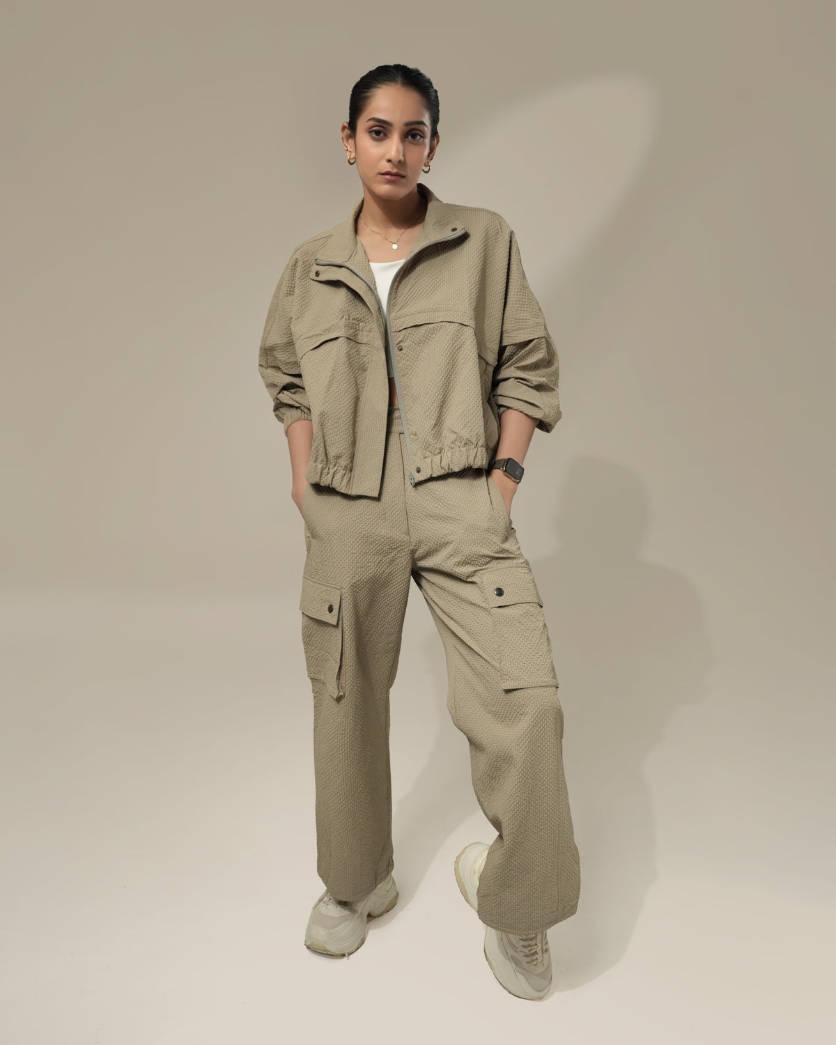 Shop-TraqPace Jacket & Cargo Pants Stone Beige