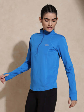 Women's Ath Runner Zip Neck Electric Blue