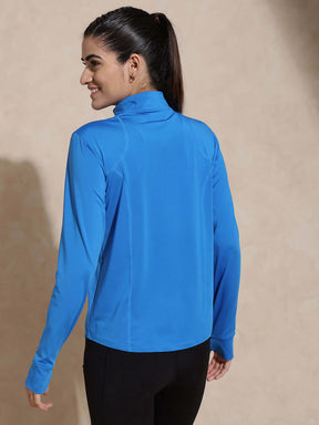 Women's Ath Runner Zip Neck Electric Blue