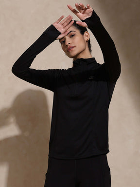 Women's Ath Runner Zip Neck Black