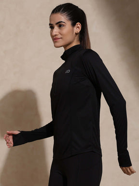 Women's Ath Runner Zip Neck Black