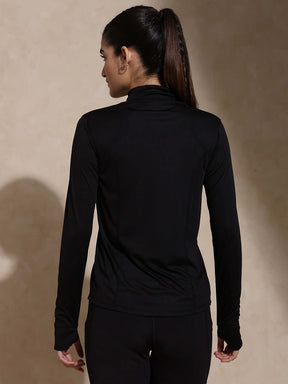 Women's Ath Runner Zip Neck Black