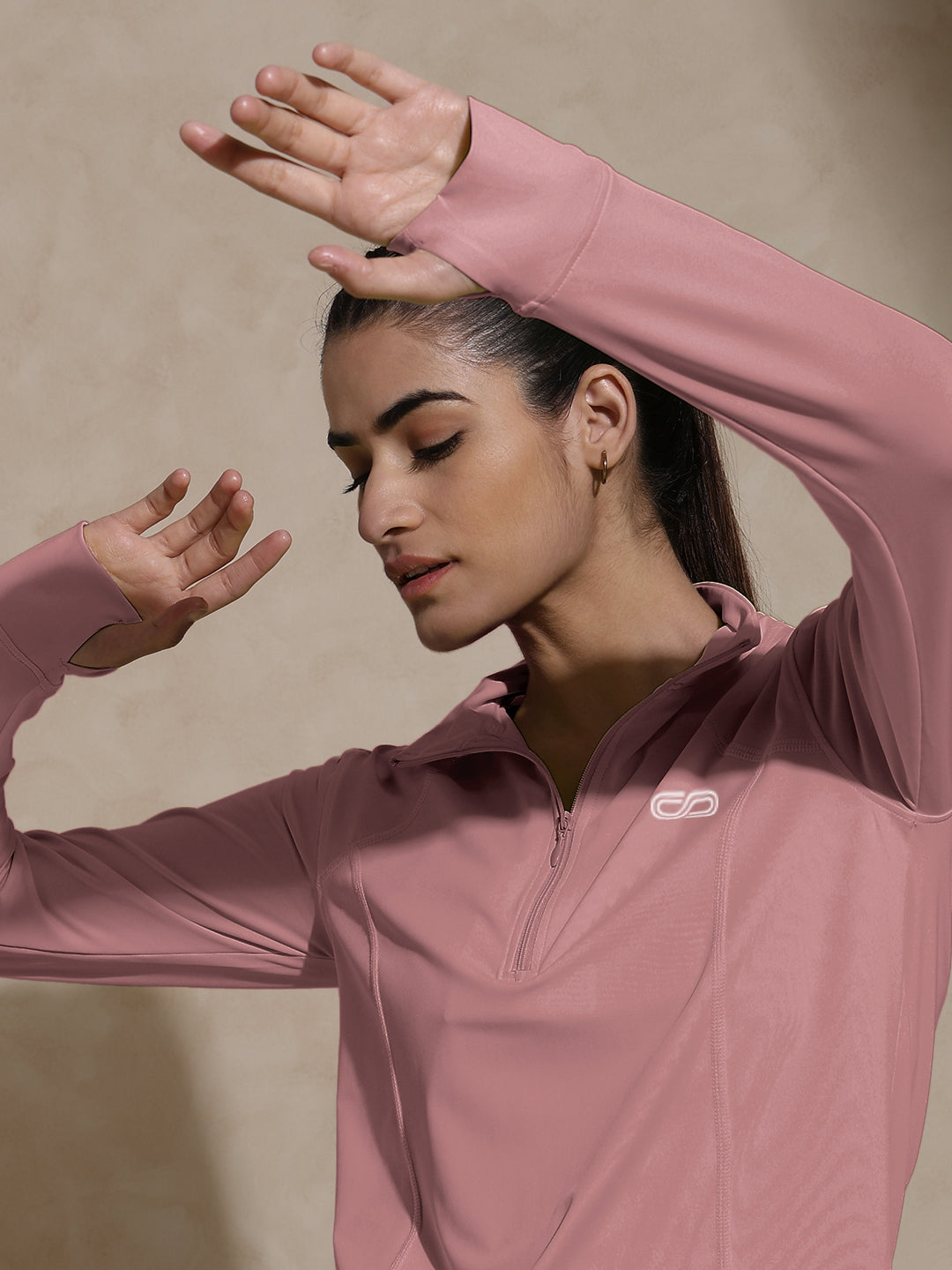 Shop-Women's Ath Runner Zip Neck Rosewood