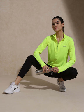 Women's Ath Runner Zip Neck Safety Yellow