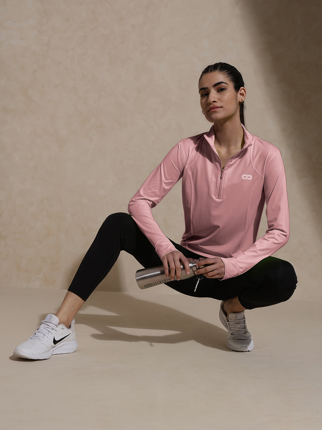 Shop-Women's Ath Runner Zip Neck Rosewood