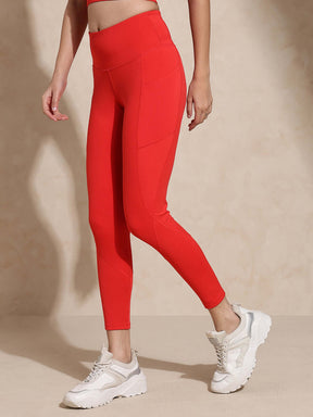 Shop-Red Keyhole Back Crop Top with Clasp & Aura Leggings