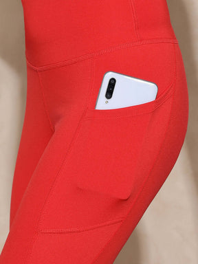 Shop-Red Keyhole Back Crop Top with Clasp & Aura Leggings