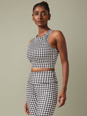 Houndstooth Crossback Crop Top & 7/8 Leggings