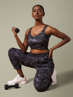 Shop-Aura Round Neck Sports Bra Dark Camo