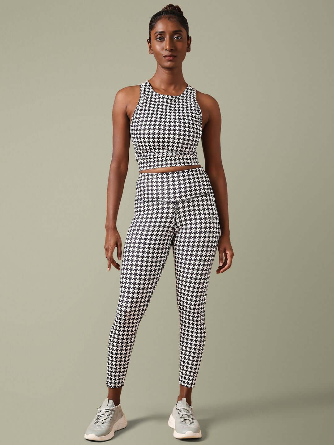 Houndstooth Crossback Crop Top & 7/8 Leggings