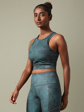 Padded Cross Back Stellar Green Crop Top