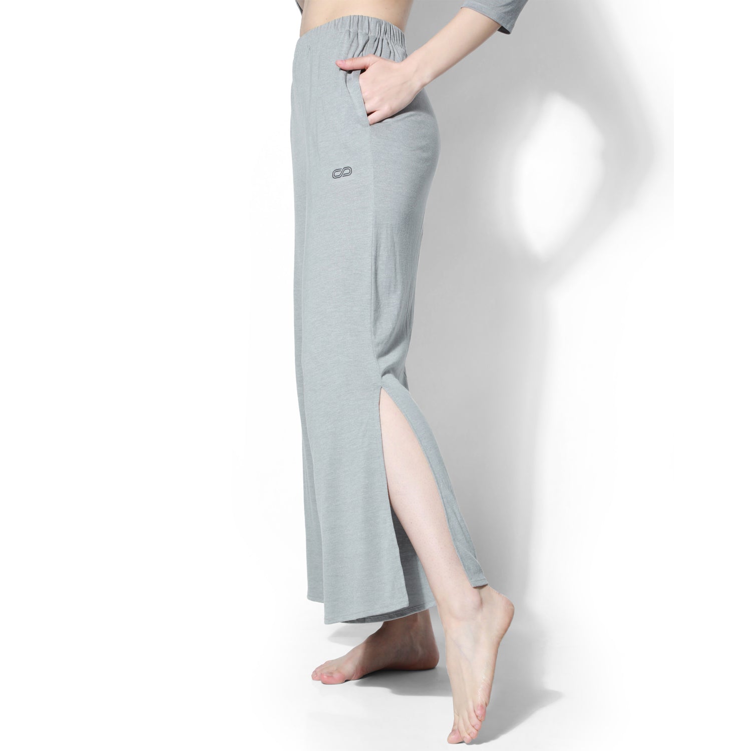 Modal Lounge Pants With Slit Grey Melange-Lounge Pants-Silvertraq-Grey Melange-XS-Silvertraq
