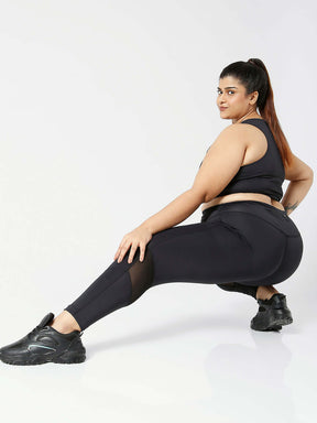 Ath Perform 7/8 High Waist Leggings Black Plus-Leggings-Silvertraq-Silvertraq