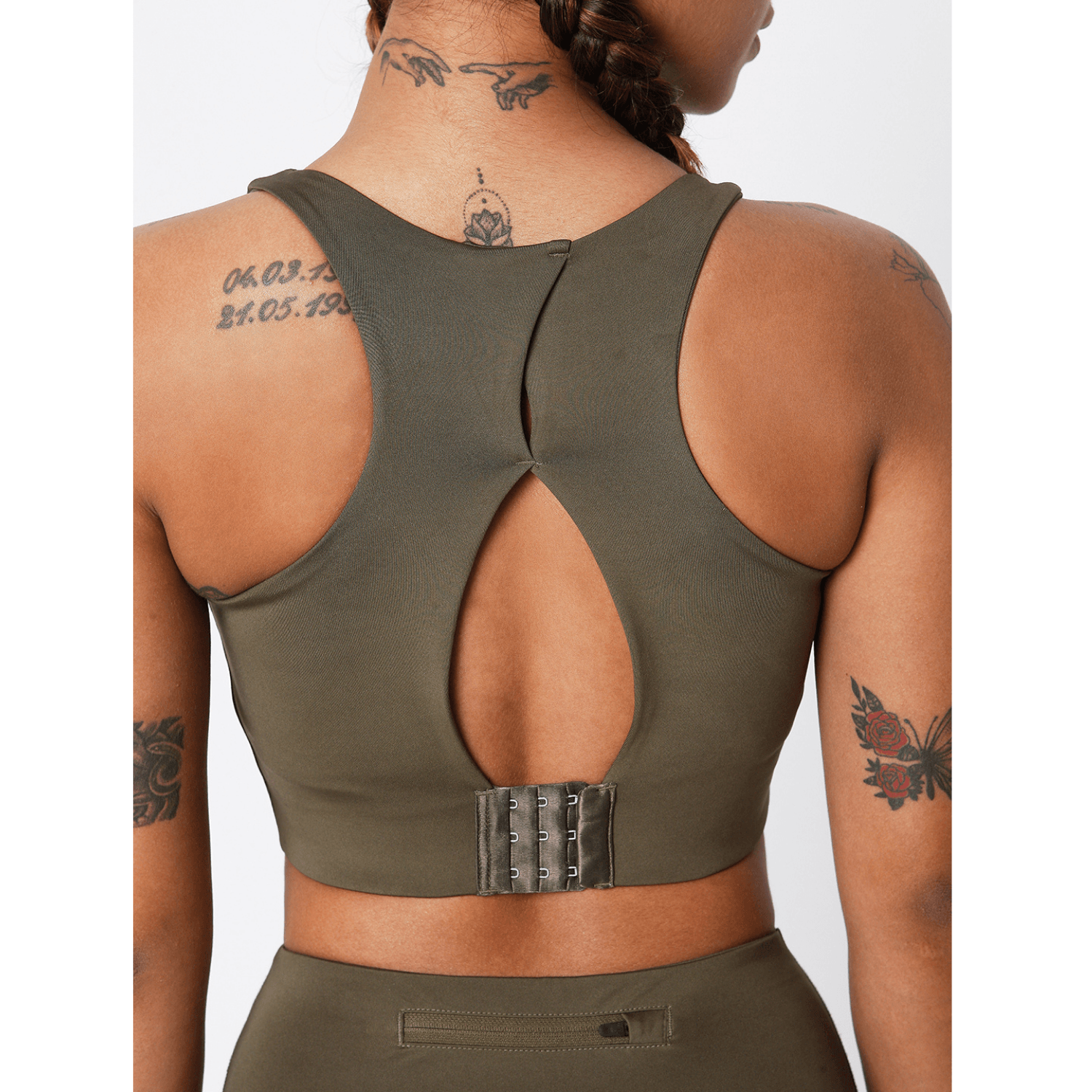 High Impact Action Bra With Clasp Olive-Padded Crop Top-Silvertraq-Silvertraq