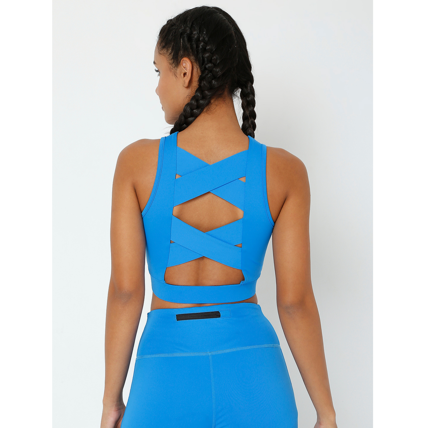 Padded Cross Back Crop Top Electric Blue-Padded Crop Top-Silvertraq-Electric Blue-XS-Silvertraq