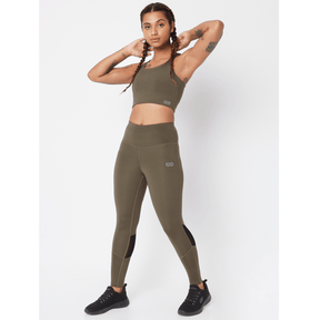 High Impact Action Bra With Clasp Olive-Padded Crop Top-Silvertraq-Silvertraq