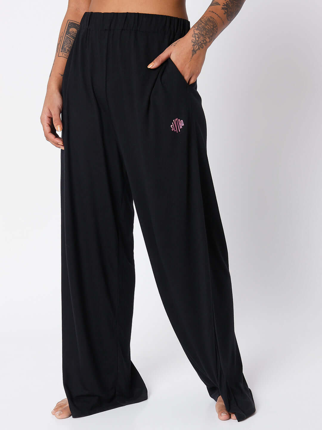 High Waist Modal Lounge Pants Black-Lounge Pants-Silvertraq-Black-XS-Silvertraq