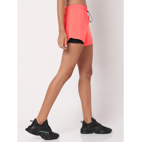 Racer Shorts Fiery Coral Black-Woven Shorts-Silvertraq-Silvertraq