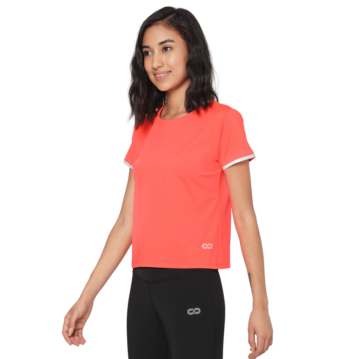 Mesh V Back Top Fiery Coral-Short Sleeve Tee-Silvertraq-Fiery Coral-XS-Silvertraq