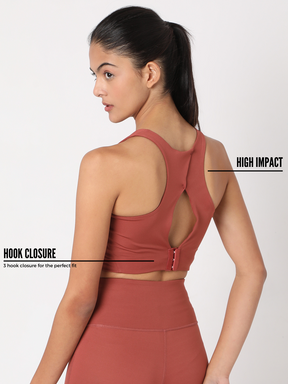 High Impact Action Bra With Clasp Marsala