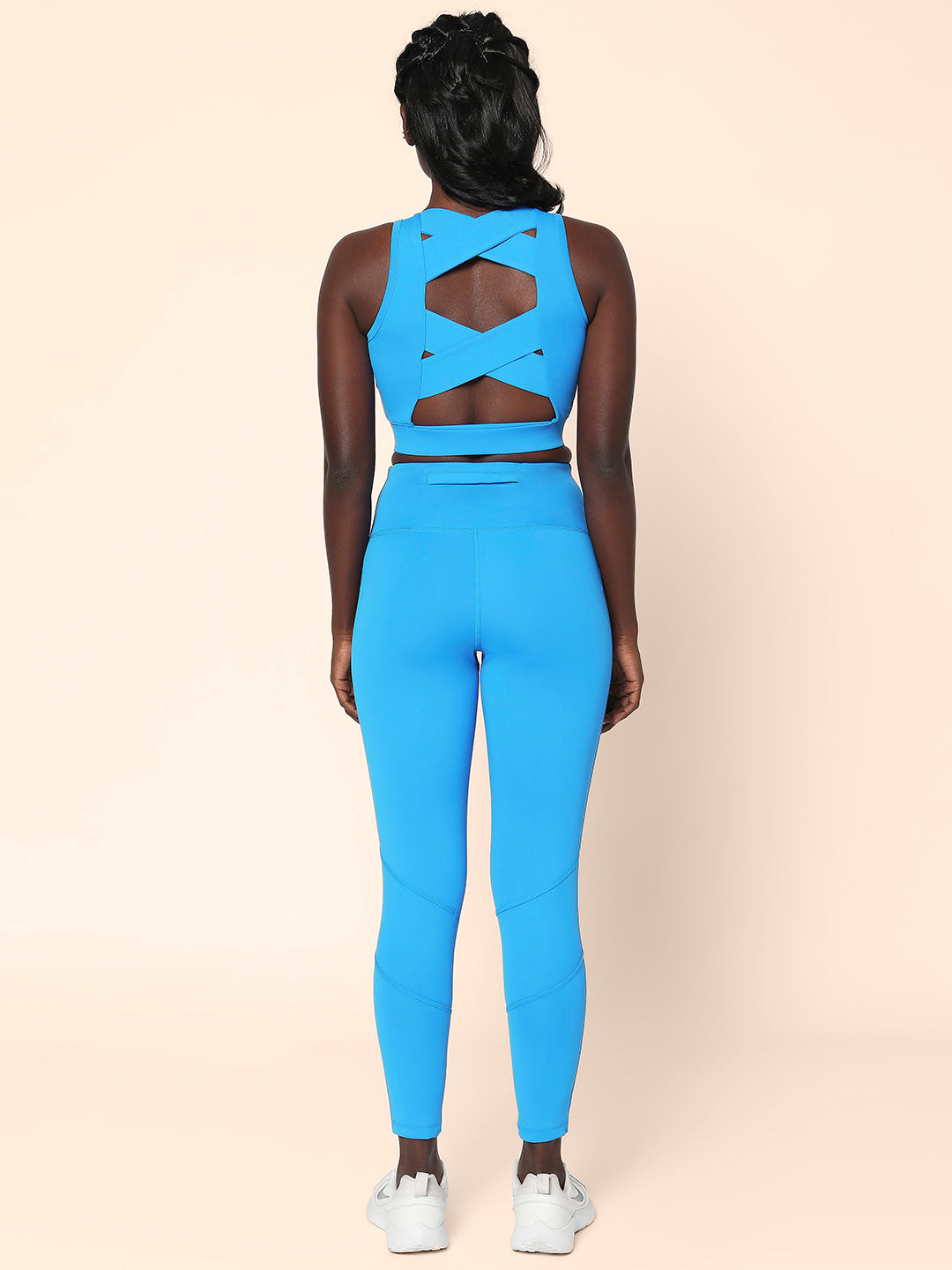 Padded Cross Back Crop Top Electric Blue