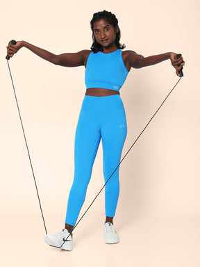 Padded Cross Back Crop Top Electric Blue
