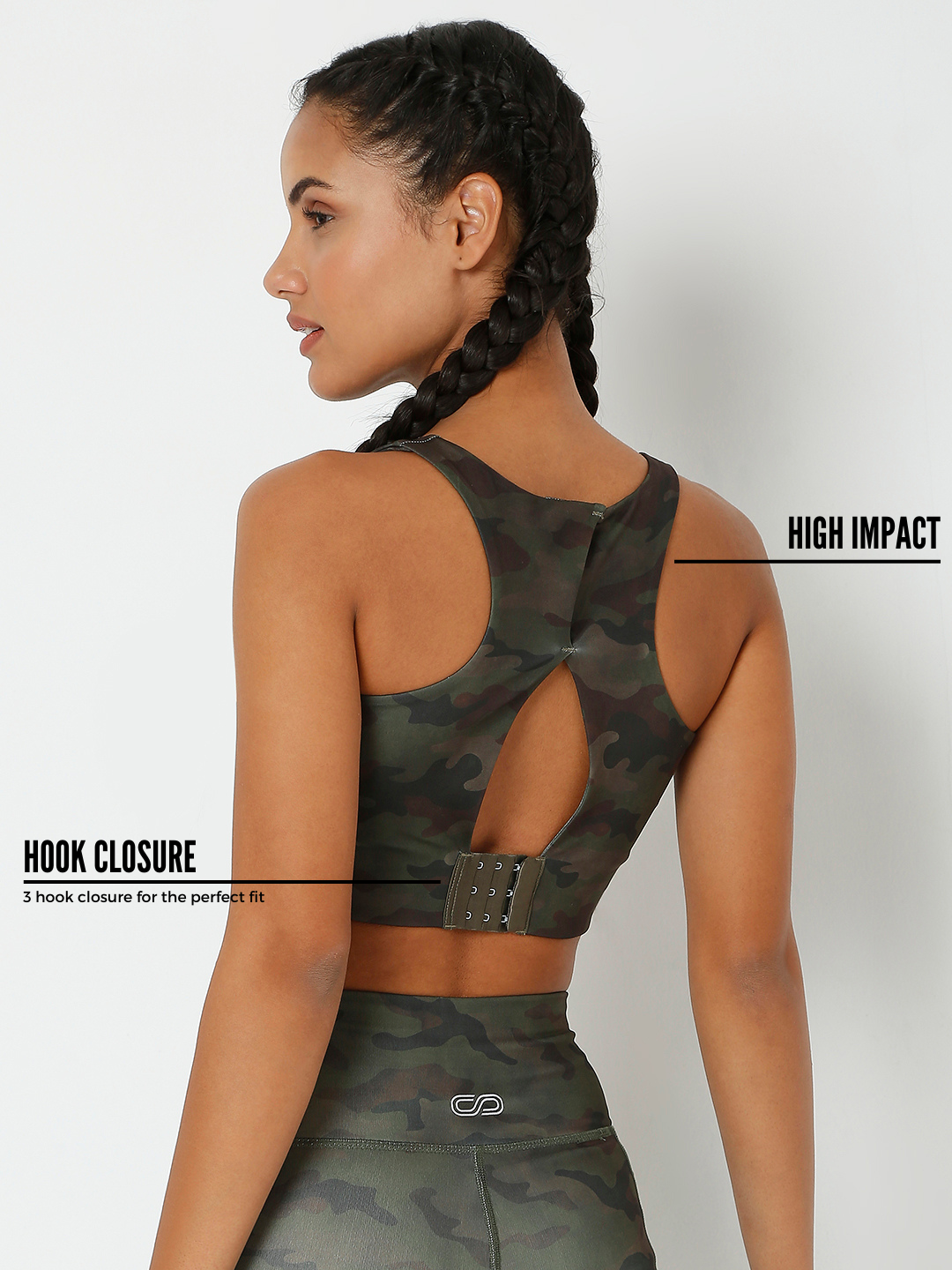 High Impact Action Bra With Clasp Army Camo